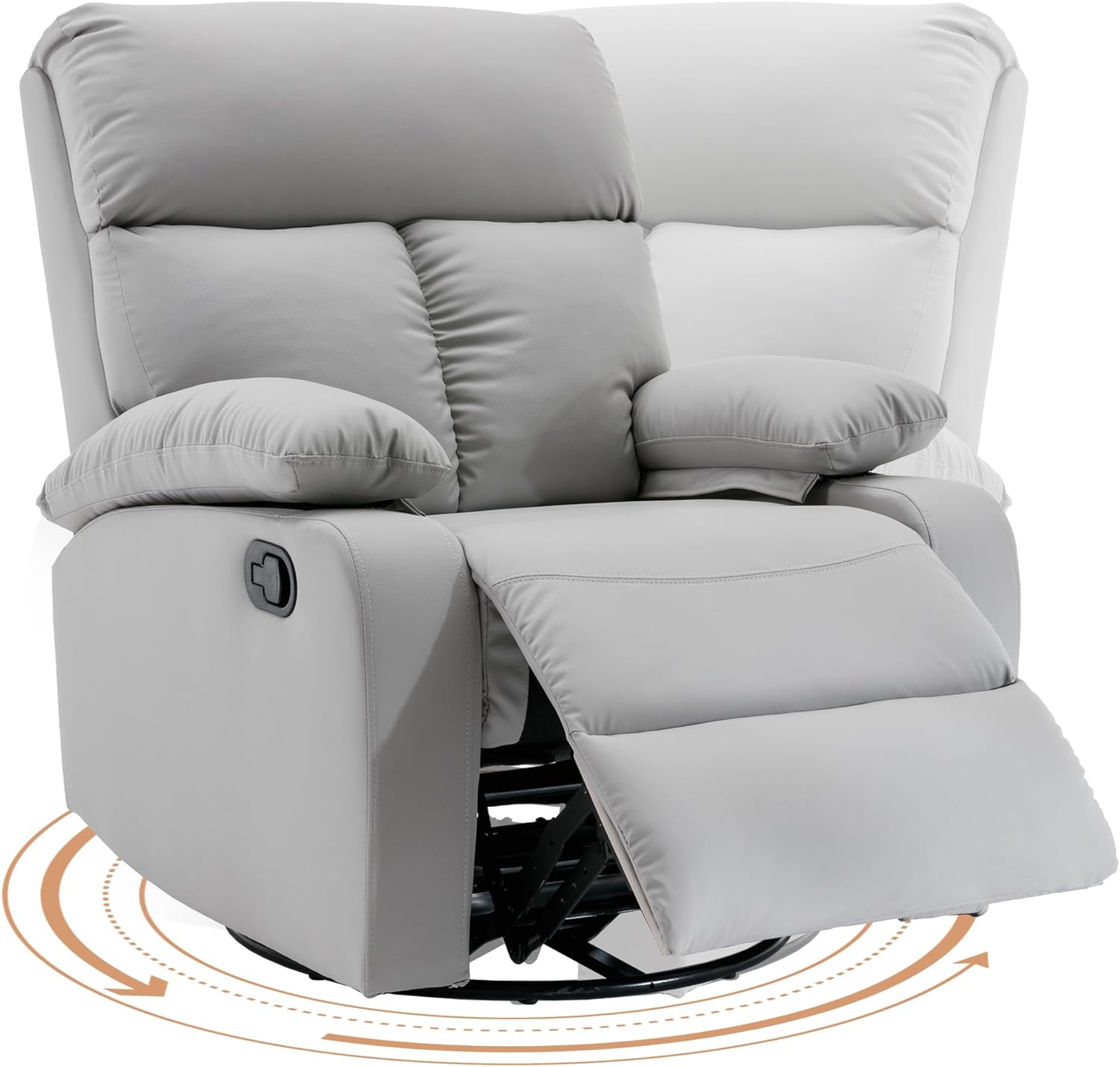 Compact Swivel Rocker Recliner - Grey