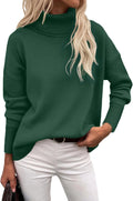 Women's Turtleneck Sweater Chunky Knit Pullover - High Low Hem