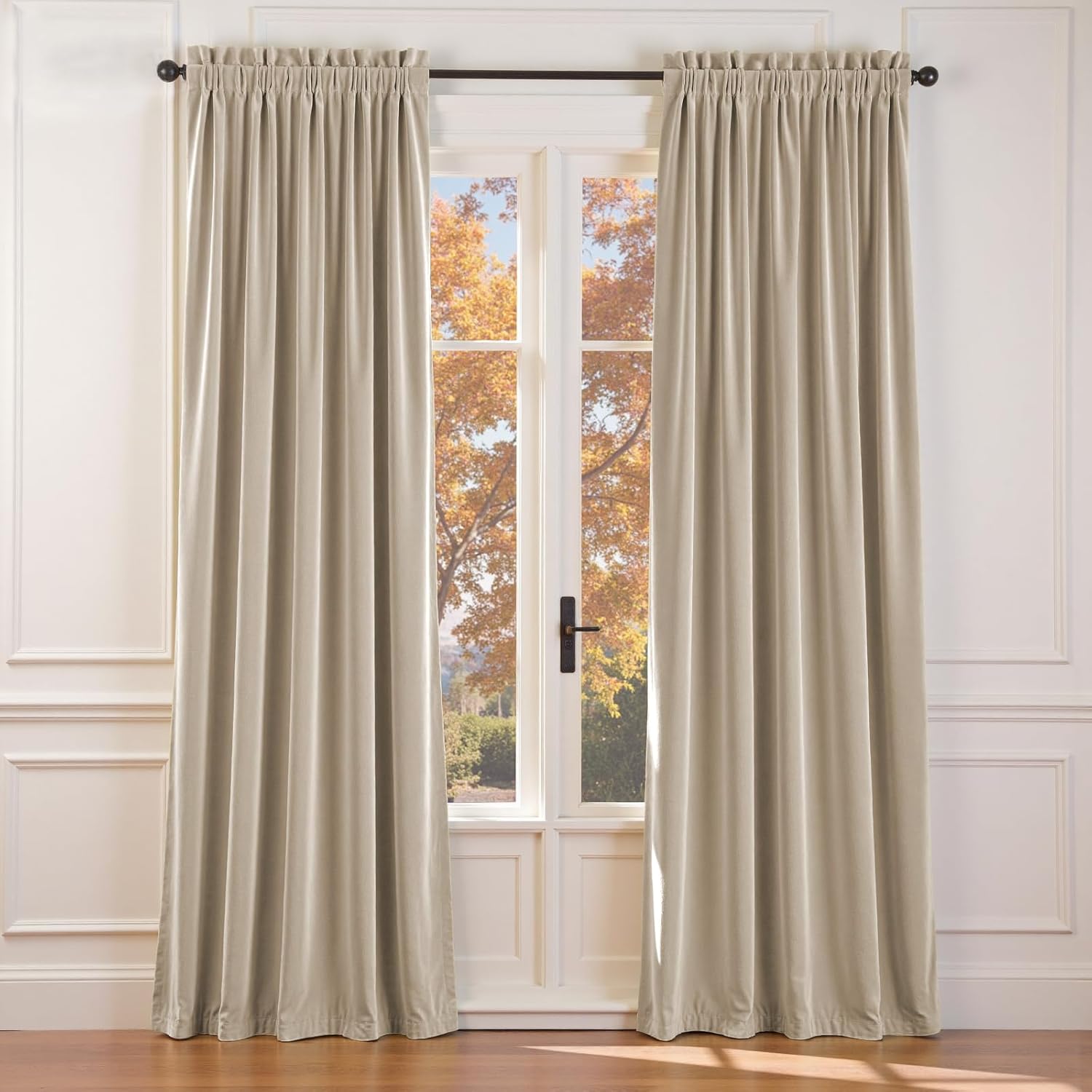 Lazzzy Beige Blackout Velvet Curtains for Luxurious Living Spaces