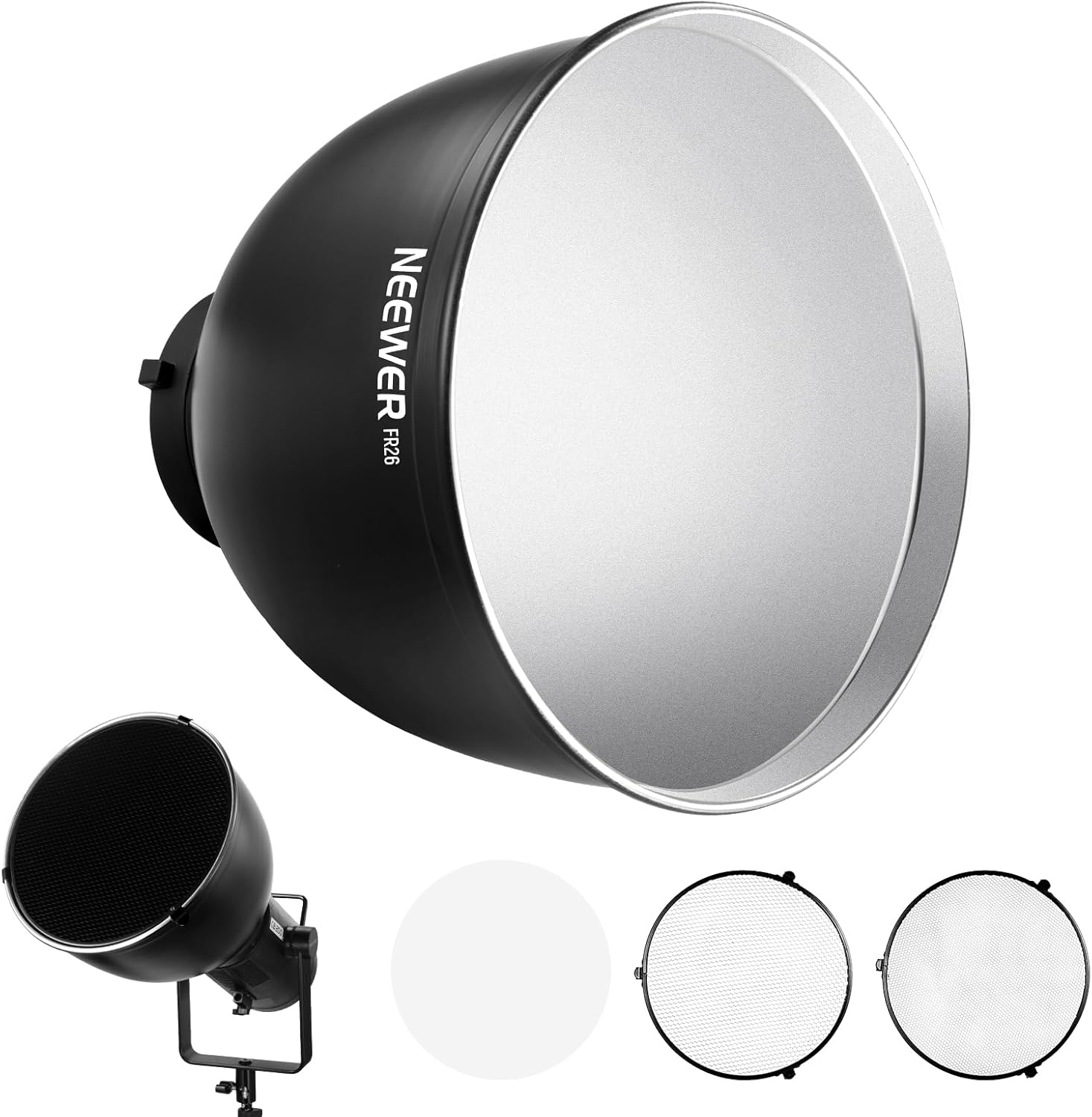 NEEWER Medium Focus Reflector with Honeycomb Grids for Strobe Lights