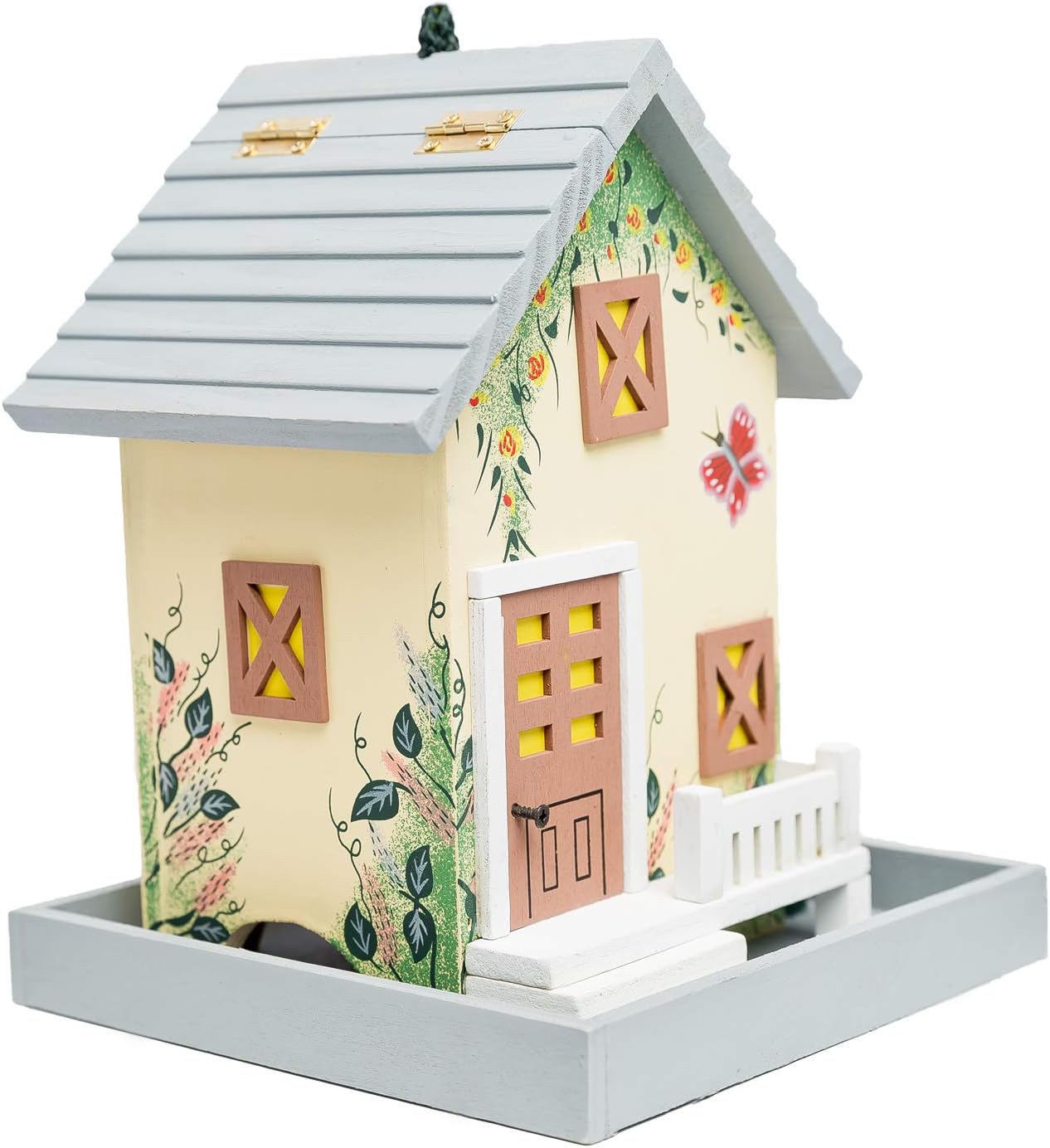 Hanging Colourful Birdhouse for Outside - Decorative Wooden Feeder
