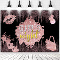 10x6ft Girls Night Backdrop Rose Gold and Black - Party Photo