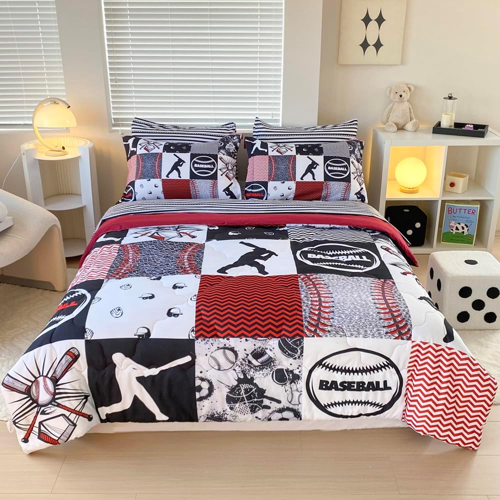 7 Piece Baseball Comforter Set for Kids - Soft and Cozy Bedding