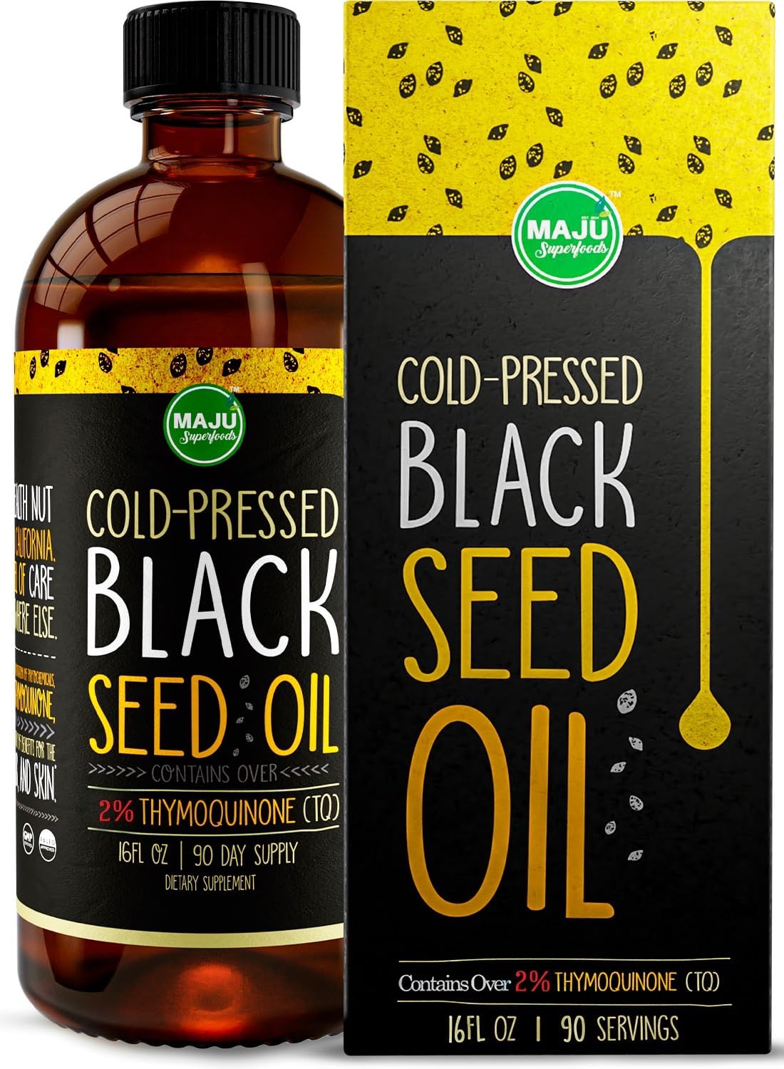 MAJU's Black Seed Oil 16oz: Cold Pressed, 3X Thymoquinone