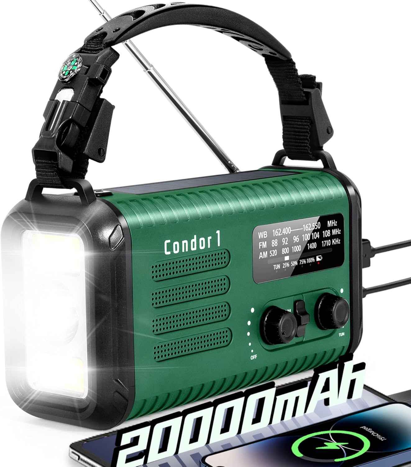 Emergency Crank Radio with 20000mAh Battery for Survival