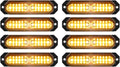 Amber 8pc Ultra Slim 12-LED Surface Mount Strobe Lights - Syncable