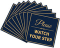 Navy Blue/Gold Watch Your Step Sign - Large 10 Pack