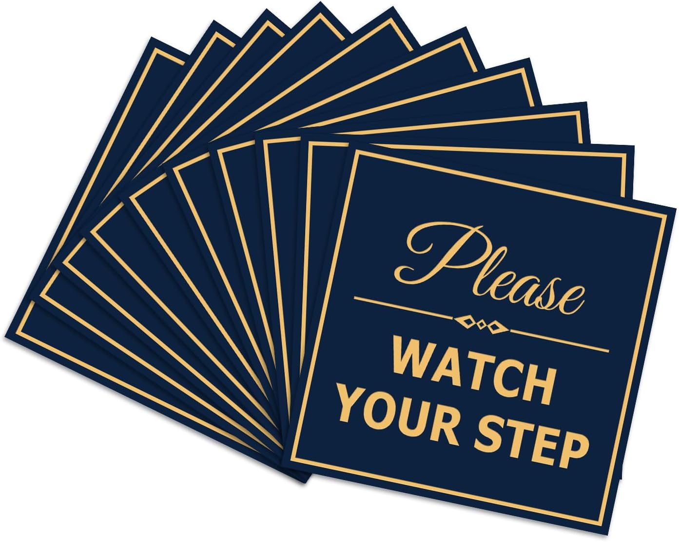 Square Classy Please Watch Your Step Sign - Large 10 Pack