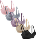 5-Pack Wireless V Neck Nursing Bras - Low Cut Maternity Comfort