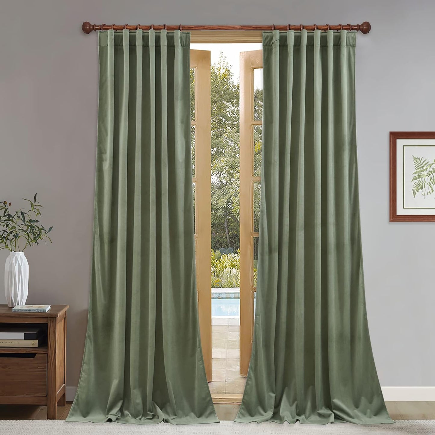 StangH Velvet Curtains in Sage Green for Elegant Home Decor