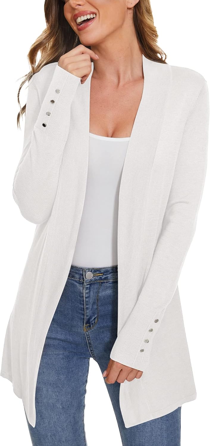 Stylish Long Sleeve Open Front Knit Cardigan for Women