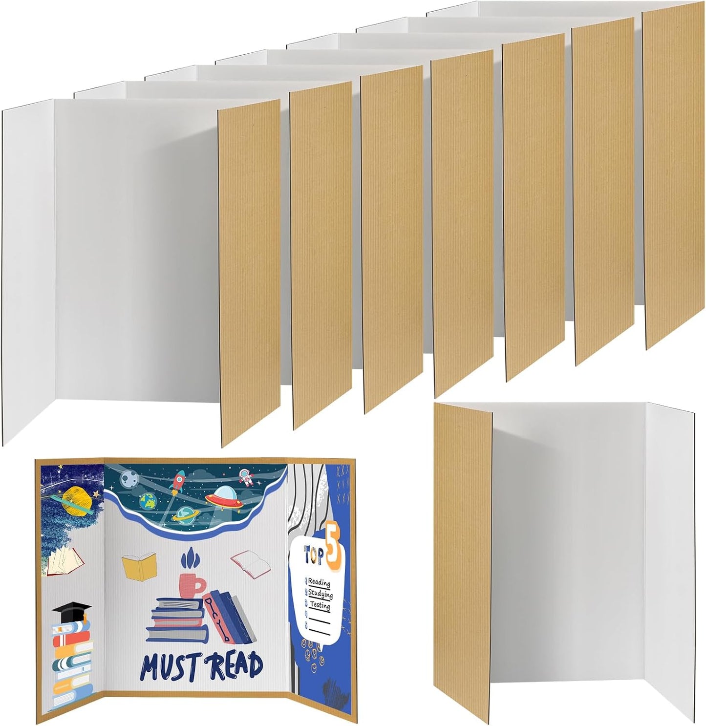 Extra Large 8 PCS Trifold Poster Board for Presentations