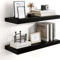 24 in Floating Shelves for Wall 9.3 in Deep Black Wood - Sleek Storage