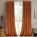 Roslynwood Orange Velvet Curtains 120 in Extra Long - Thermal Blackout