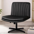 PUKAMI Criss Cross Legged Office Chair Armless - Wide PU Seat