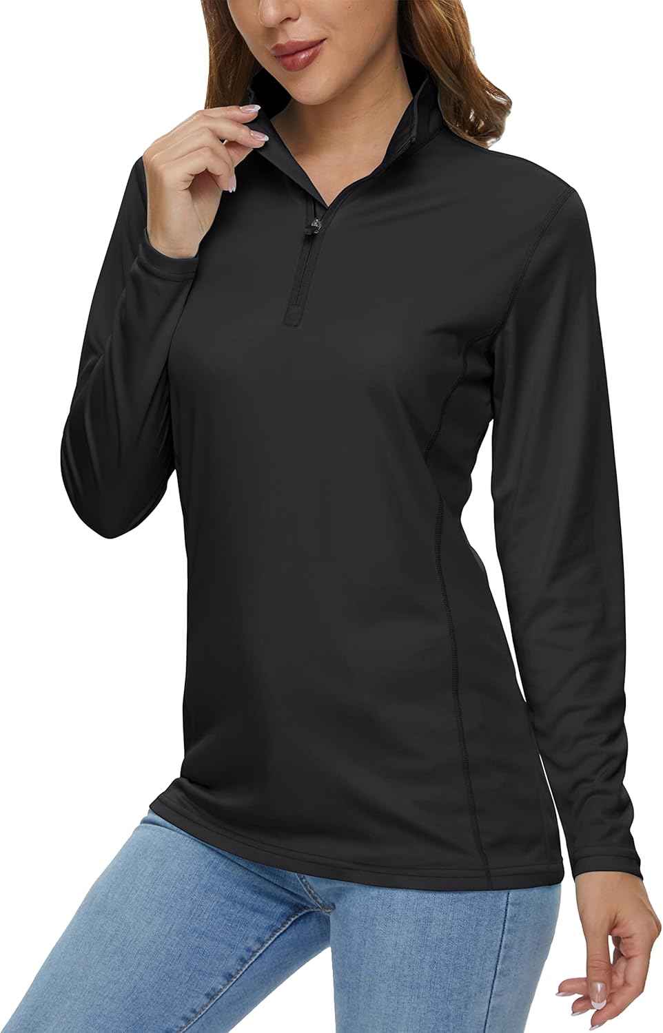 MAGCOMSEN Women's Long Sleeve 1/4 Zip UV Protection Athletic Shirt