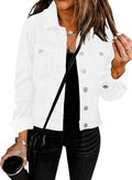 GRAPENT Women's Basic Button Down Long Sleeve Stretchy Jean Trucker 4