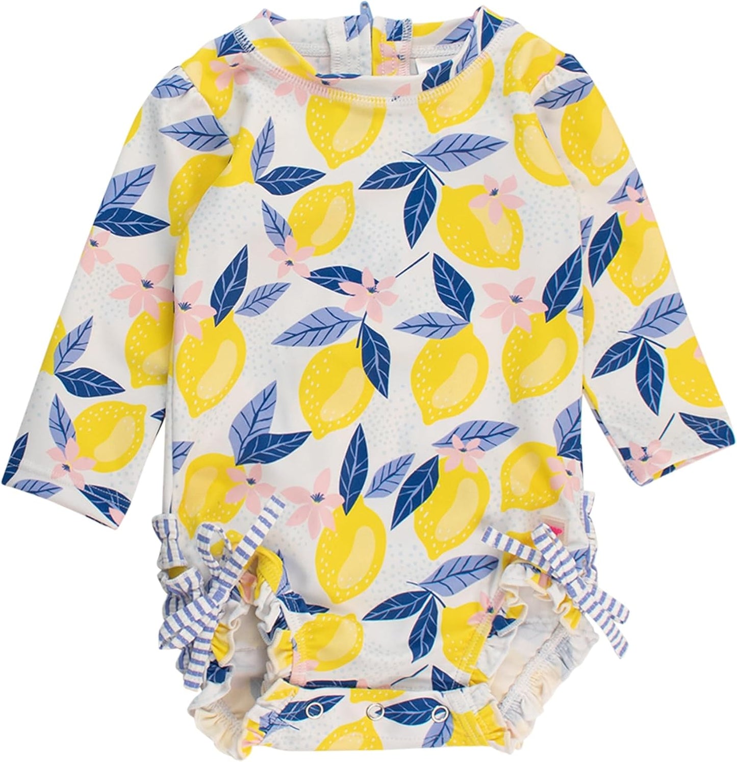 RuffleButts Baby Girls Floral Long Sleeve Rash Guard Swimsuit