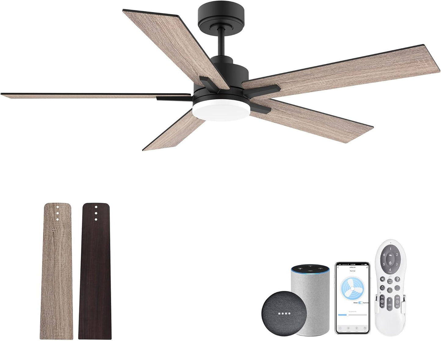 52 Smart Ceiling Fan with Lights Remote Control for Home Use