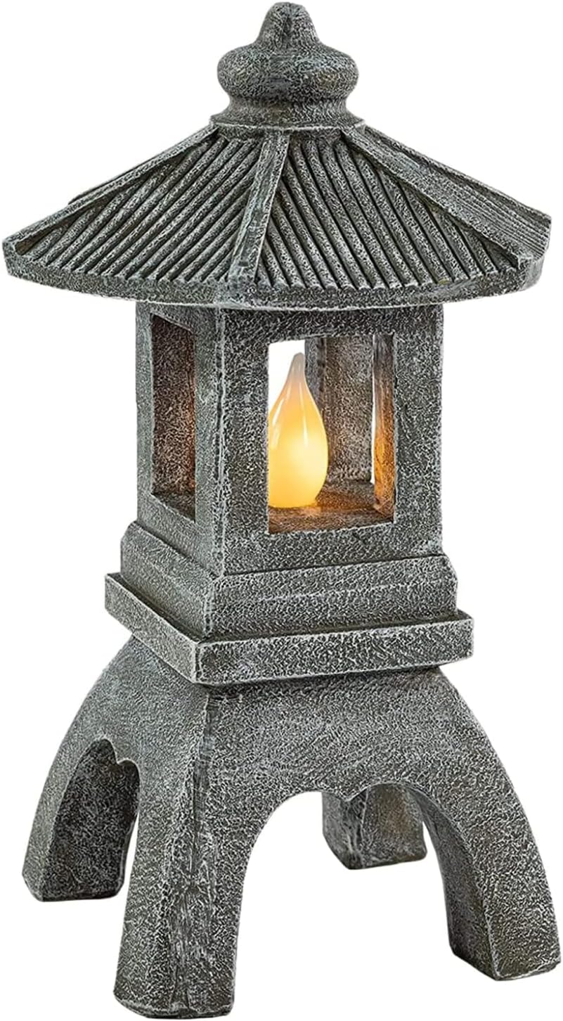 Solar Powered Pagoda Garden Statue for Outdoor Zen Decor