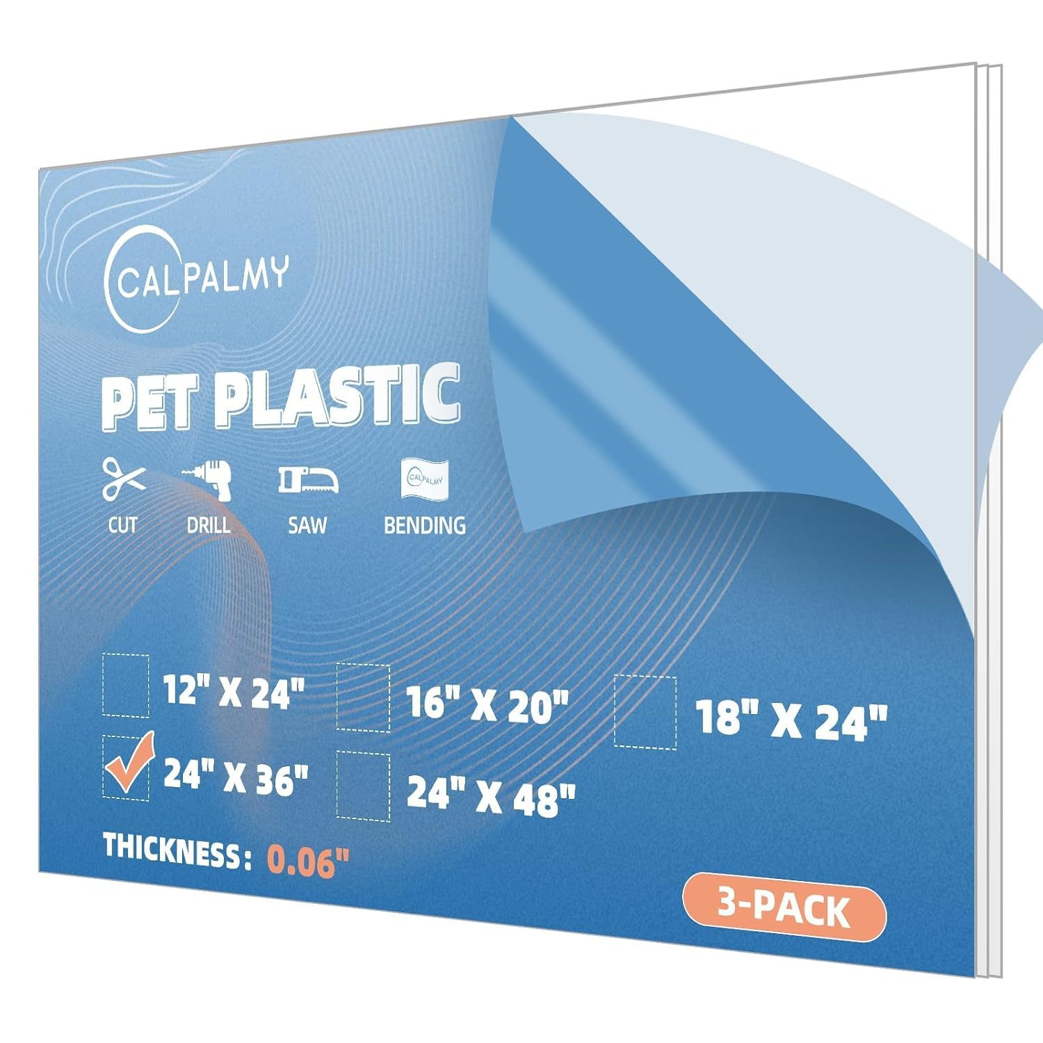 3 Pack of 24 x 36 in PET Sheets for Crafting and Framing