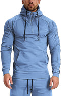 1/4 Zip Pullover Hoodie for Men - Lightweight Athletic Fit