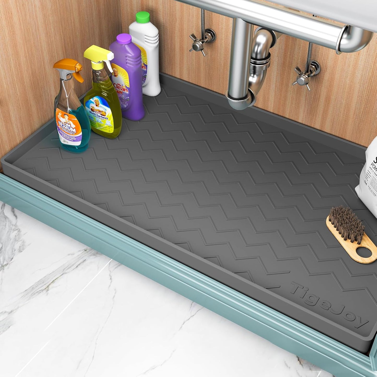 TigeJoy Under Sink Mat 40in x 22in - Premium Waterproof Protector