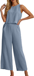 Women's Summer 2 Piece Outfit Set - Lightweight Sleeveless Crop