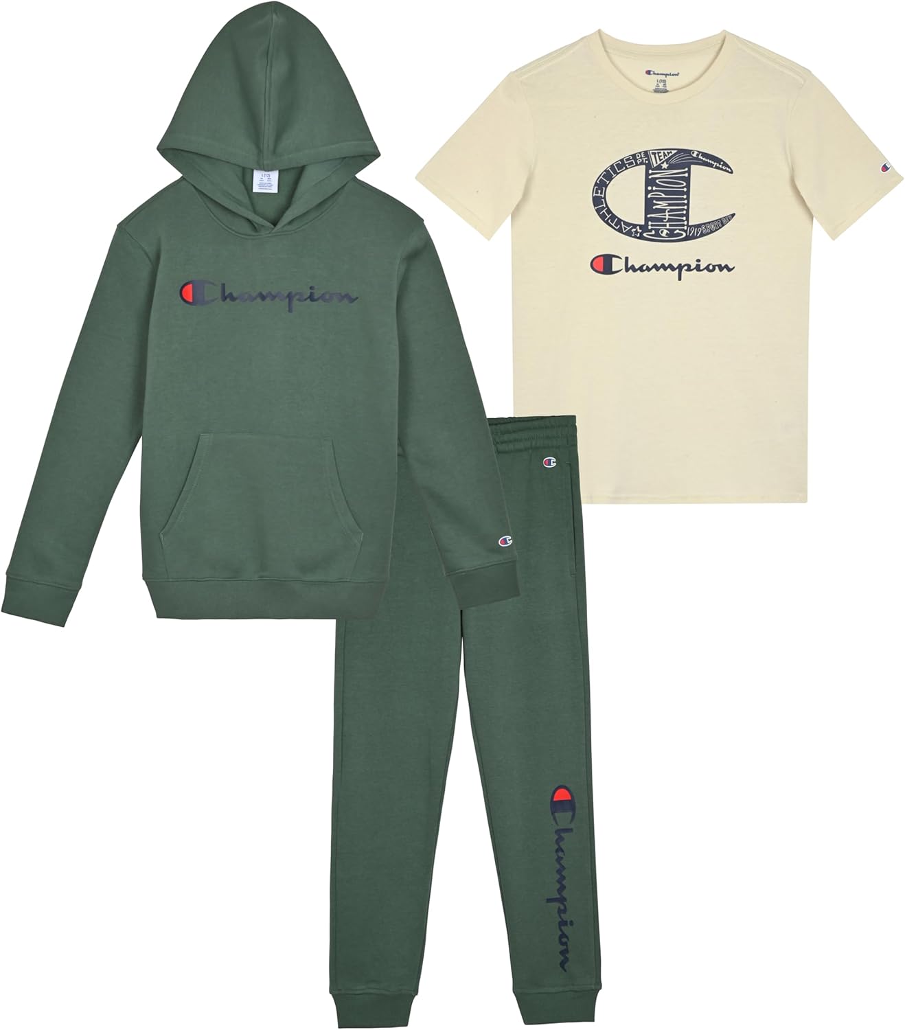 Champion Boys Sweatsuit Set: Stylish 3 Piece Hoodie Jogger Tee