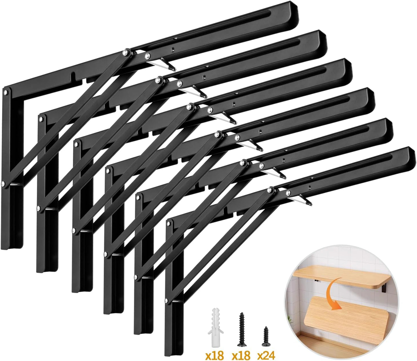 Yarssihha 16 Inch Folding Shelf Bracket for Space-Saving Needs