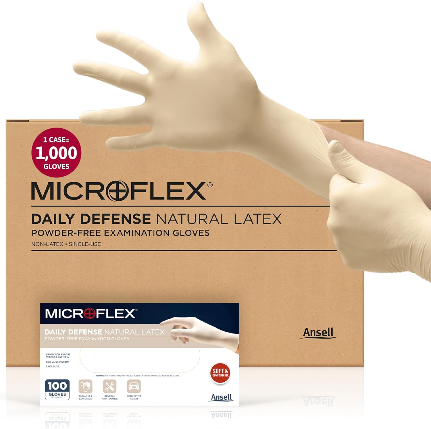 Microflex 10-754 Daily Defense Disposable Latex Gloves for Food Prep