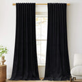 StangH Black Velvet Curtains 90 in - Heavy Blackout Drapes