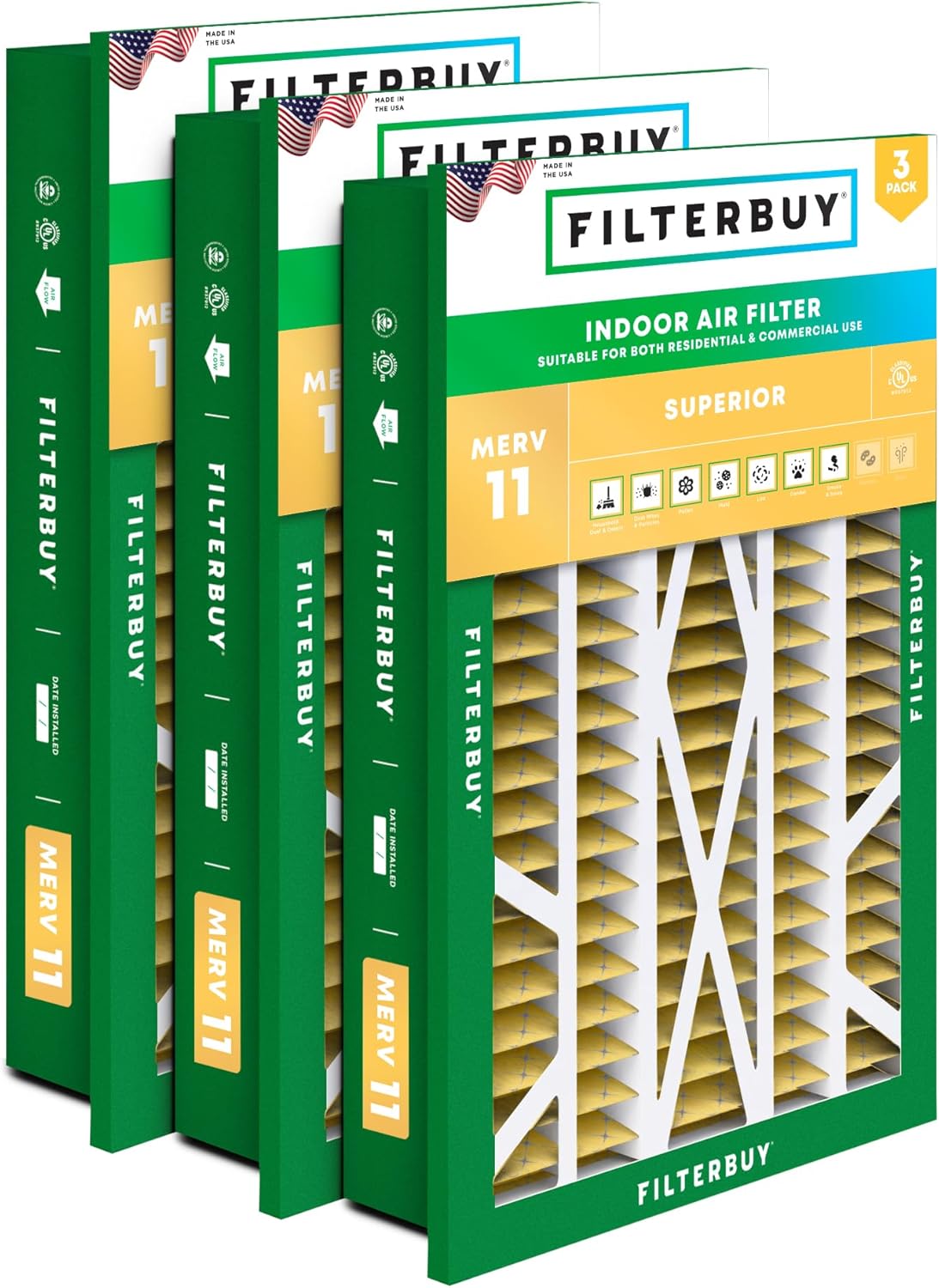Filterbuy 20x30x5 Air Filter MERV 11 for Pet & Allergy Defense
