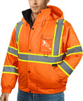 TICONN Hi Vis Rain Jacket - Waterproof Safety Bomber Jacket