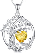Tree of Life Birthstone Necklace Sterling Silver for Her - Citrine