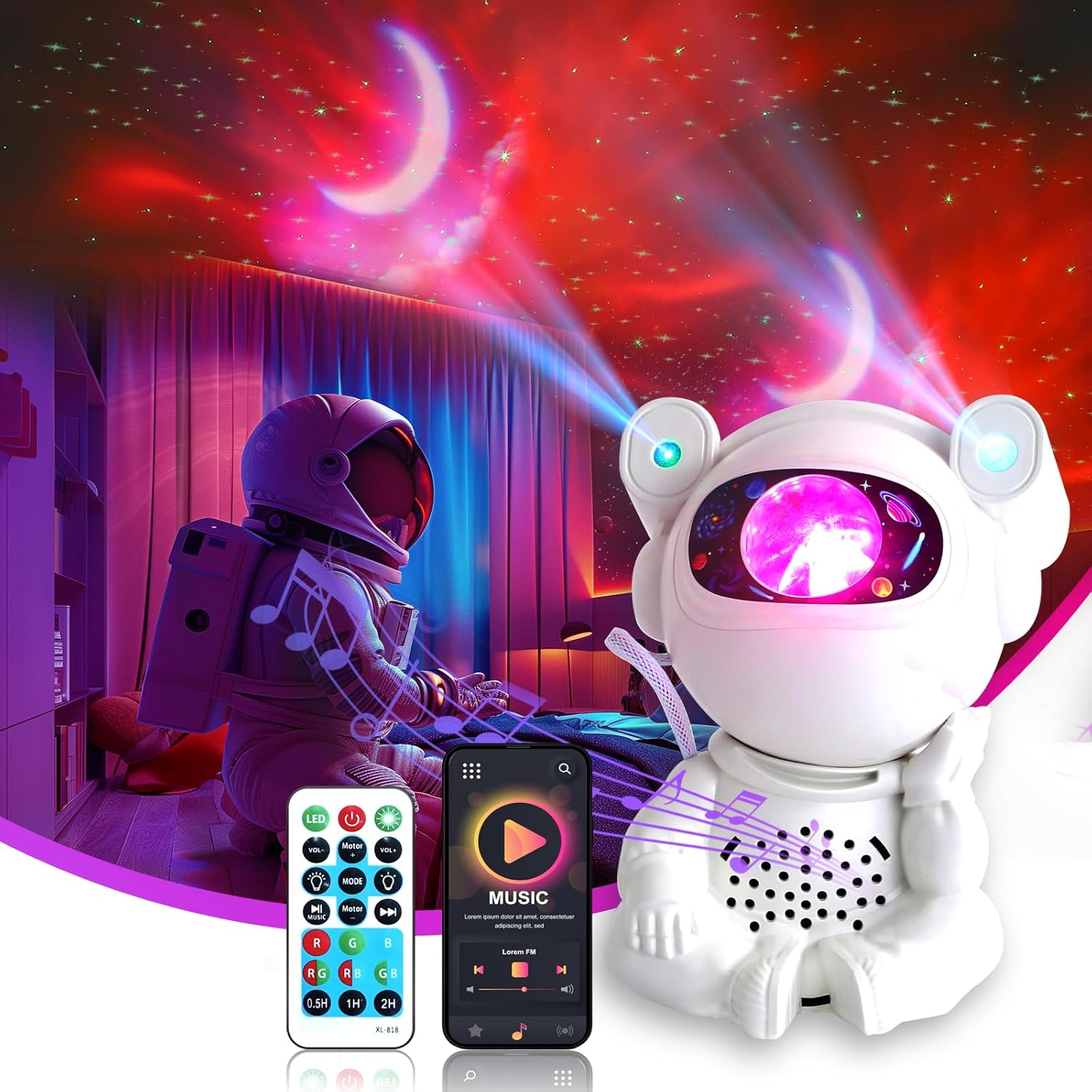 Galaxy Projector with Timer & Remote, LED Nebula Lamp