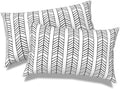 Outdoor/Indoor Lumbar Pillows 12x20 in - Water Repellent Pack of 2