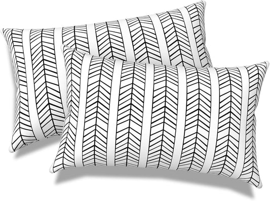 Outdoor Indoor Lumbar Pillows, Water Repellent Cushion Set
