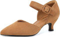 Light Brown Suede Kitten Heels for Women - Comfortable Pointed Pumps