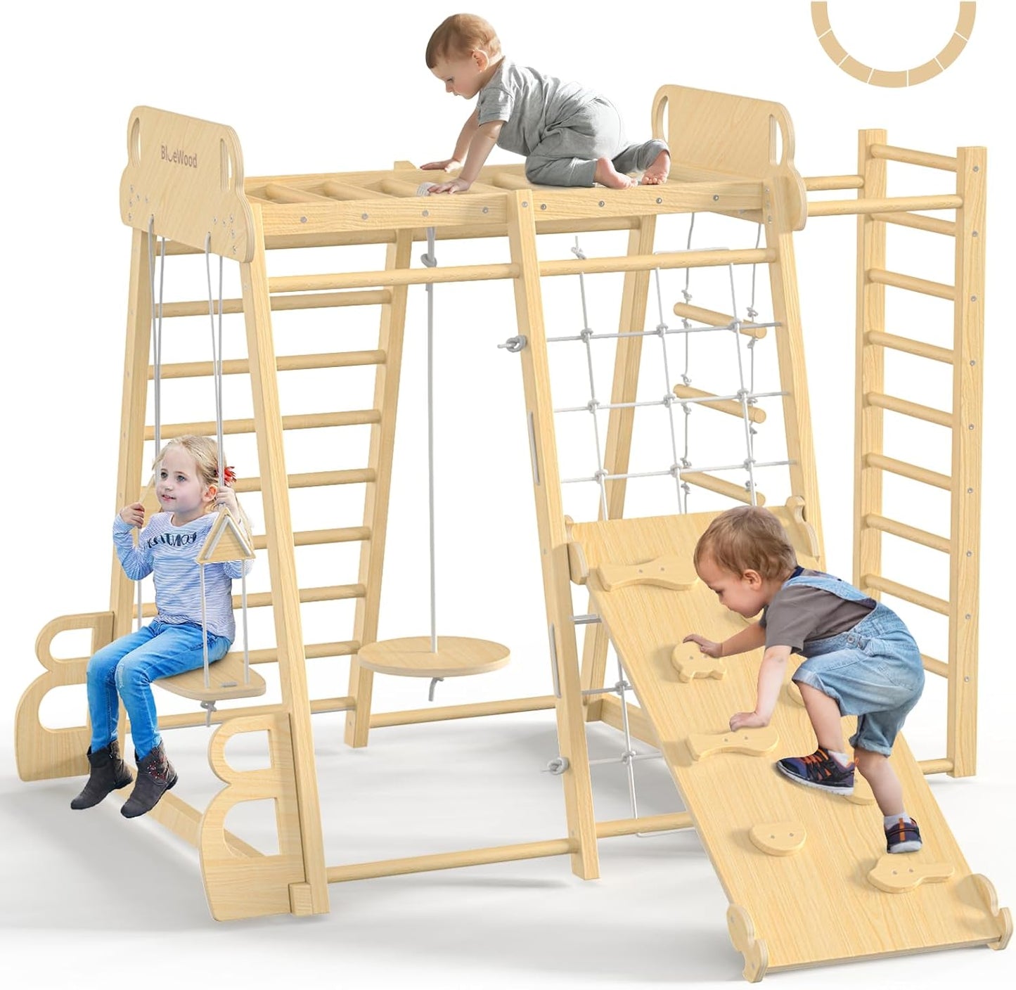 Upgraded Indoor Jungle Gym 9-in-1 Playground for Kids Fun