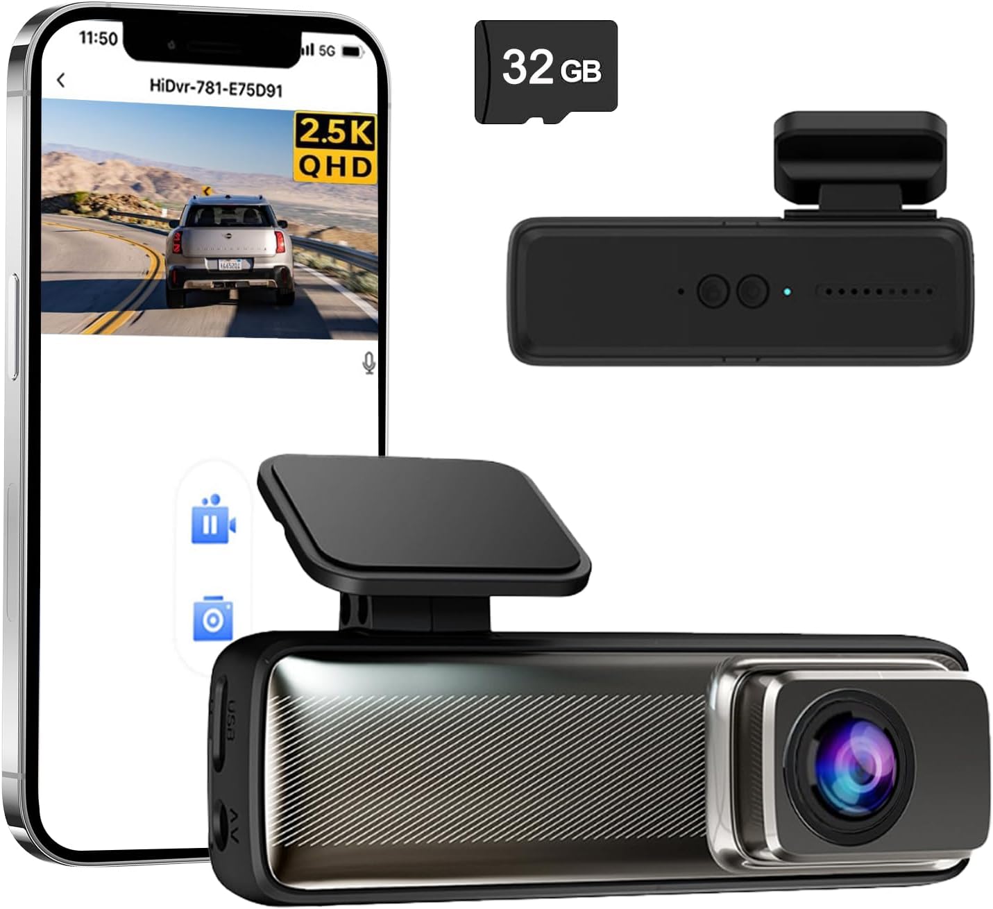 SEW PEUNRY Dash Cam: 2.5K QHD, WiFi, Night Vision