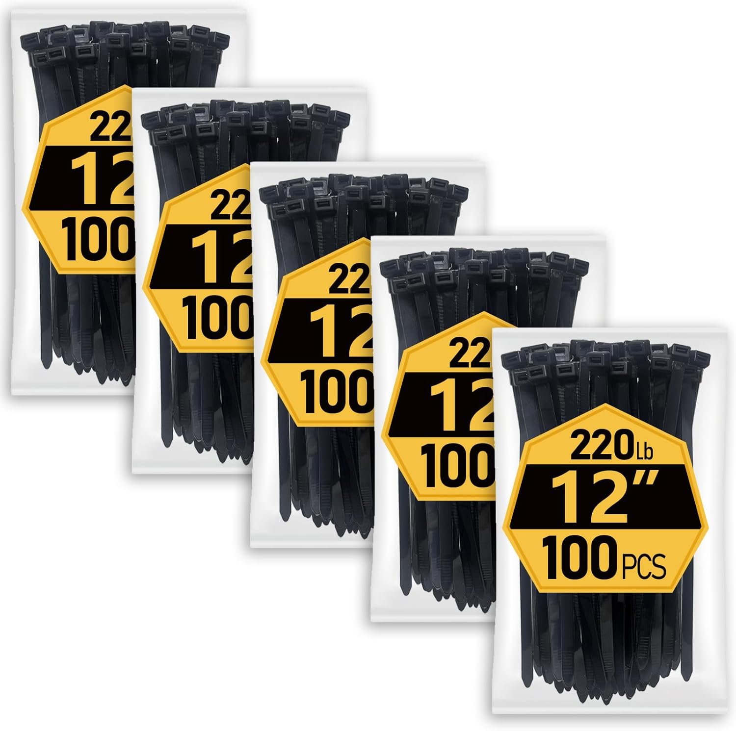 Heavy Duty 12 Inch Zip Ties with 220 lb Strength for Bundling