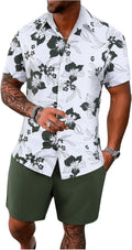 Men's 2-Piece Floral Beach Shirt and Shorts Set - Lightweight Vacation