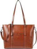 Womens Leather Laptop Tote 15.6in - Top Oil Wax Italian Leather