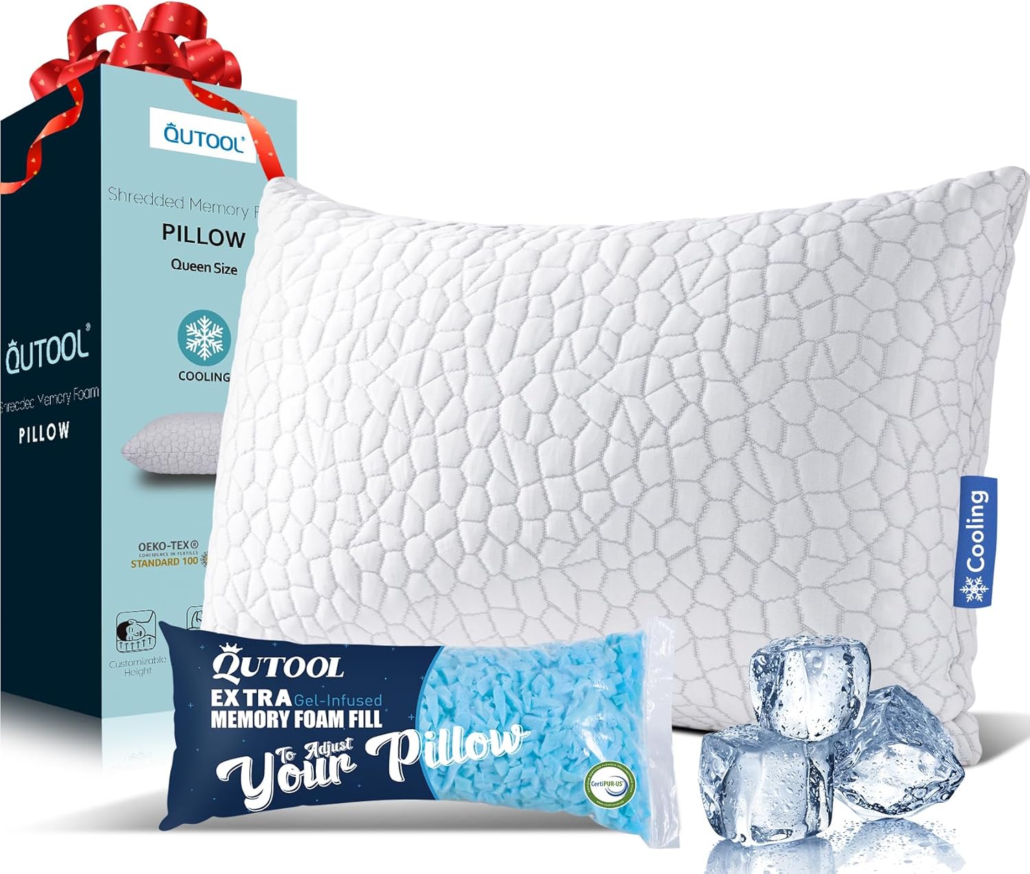 QUTOOL Shredded Memory Foam Pillows for Sleeping Comfort