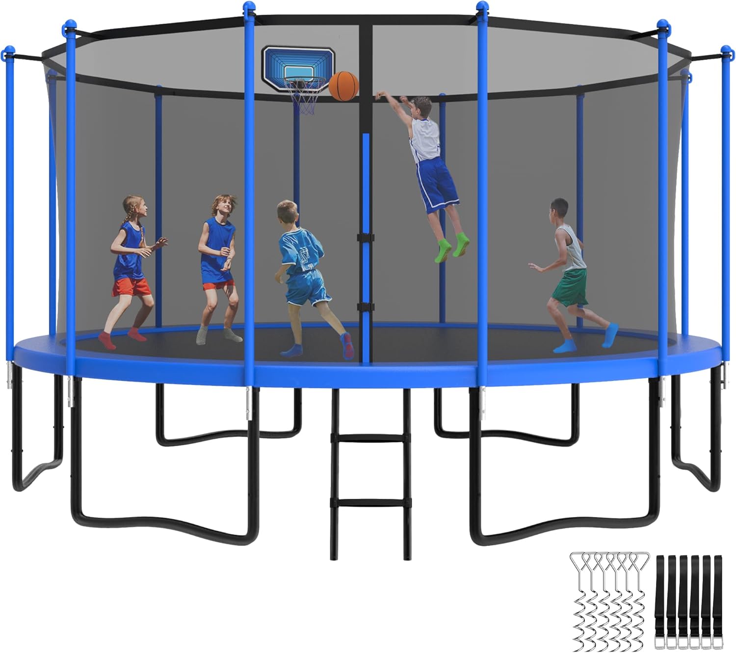 YORIN 12FT Trampoline with Basketball Hoop for Outdoor Fun
