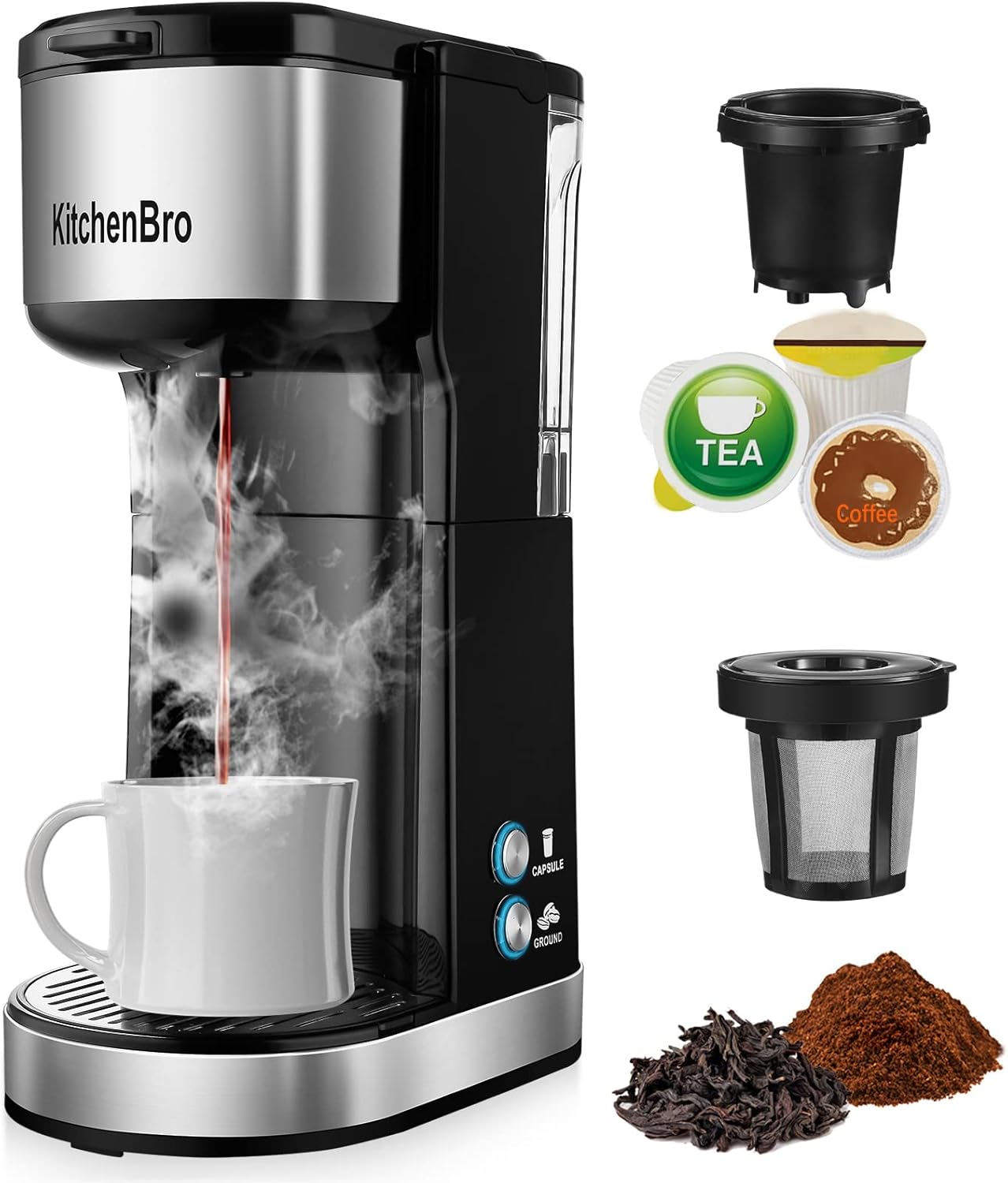 KitchenBro Space-Saving Single Serve Coffee Maker