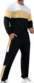 Men's Colorblock Sweatshirt and Sweatpants Tracksuit - Cozy Polyester