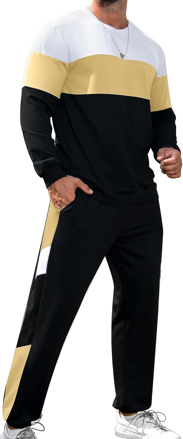 Babioboa Men's Colorblock Sweatshirt and Sweatpants Set Review