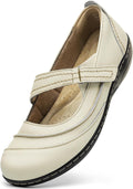 Women's Comfortable Lightweight Leather Mary Jane Flats - Everyday fit